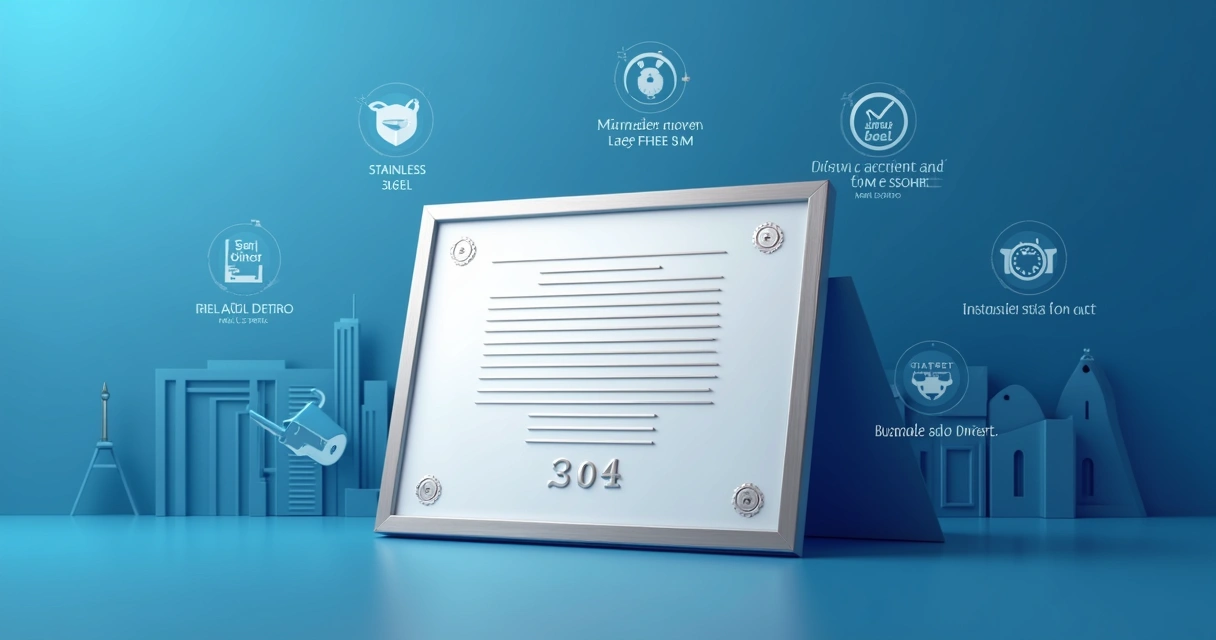 Diploma em aço inox com moldura de alumínio e gravação em alto relevo em fundo corporativo azul e detalhes técnicos