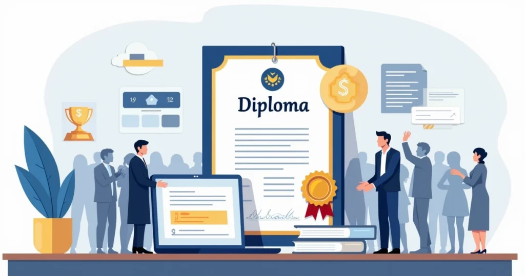 Ilustração de diploma personalizado com layout elegante e moderno